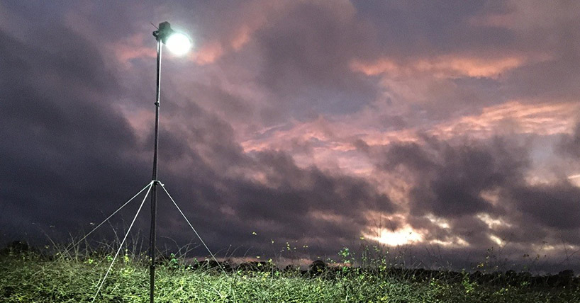 An experimental street light erected at Cockle Park Farm, Newcastle University