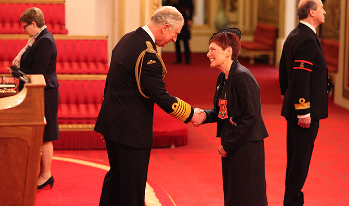 Professor Dame Victoria Bruce is made Dame Commander of the British Empire by Prince Charles