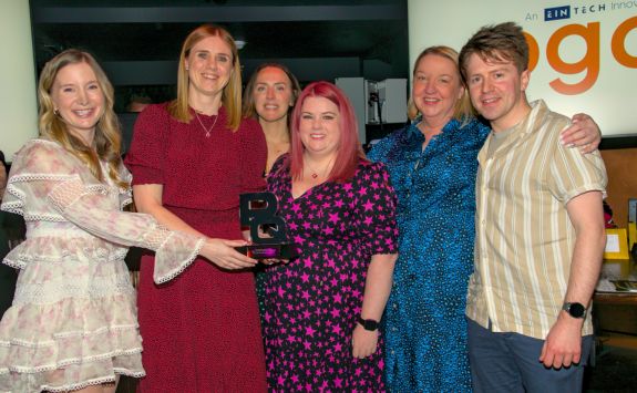 The Newcastle University Business School team collect the award for Public Sector College of the Year. From left to right: Helen Currie, Kirsty Munro, Joanne Parker, Tracey Wilson, Chris Petherbridge