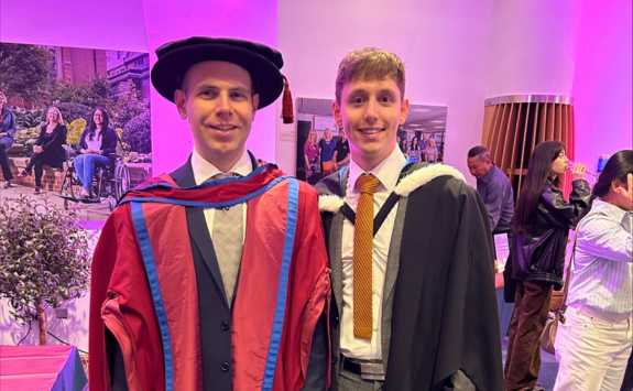 Robert Mitchell and his PhD supervisor Dr Brian Varian at Newcastle University graduation