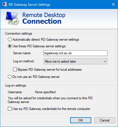 Connecting with RDP client