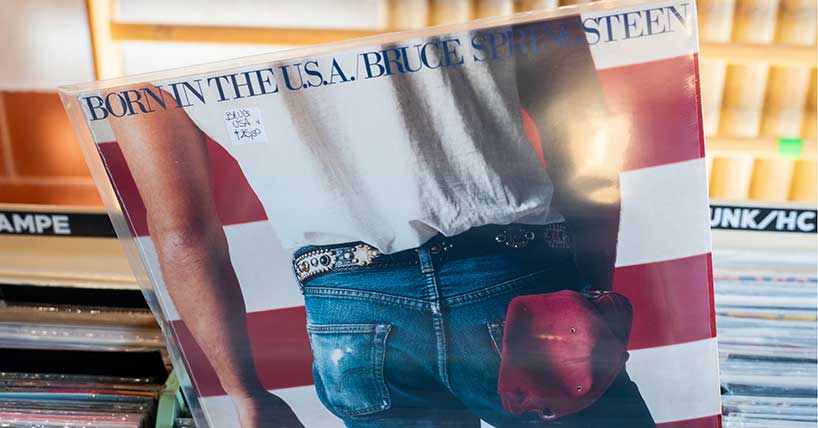 A photograph of Springsteen's  album Born in the USA