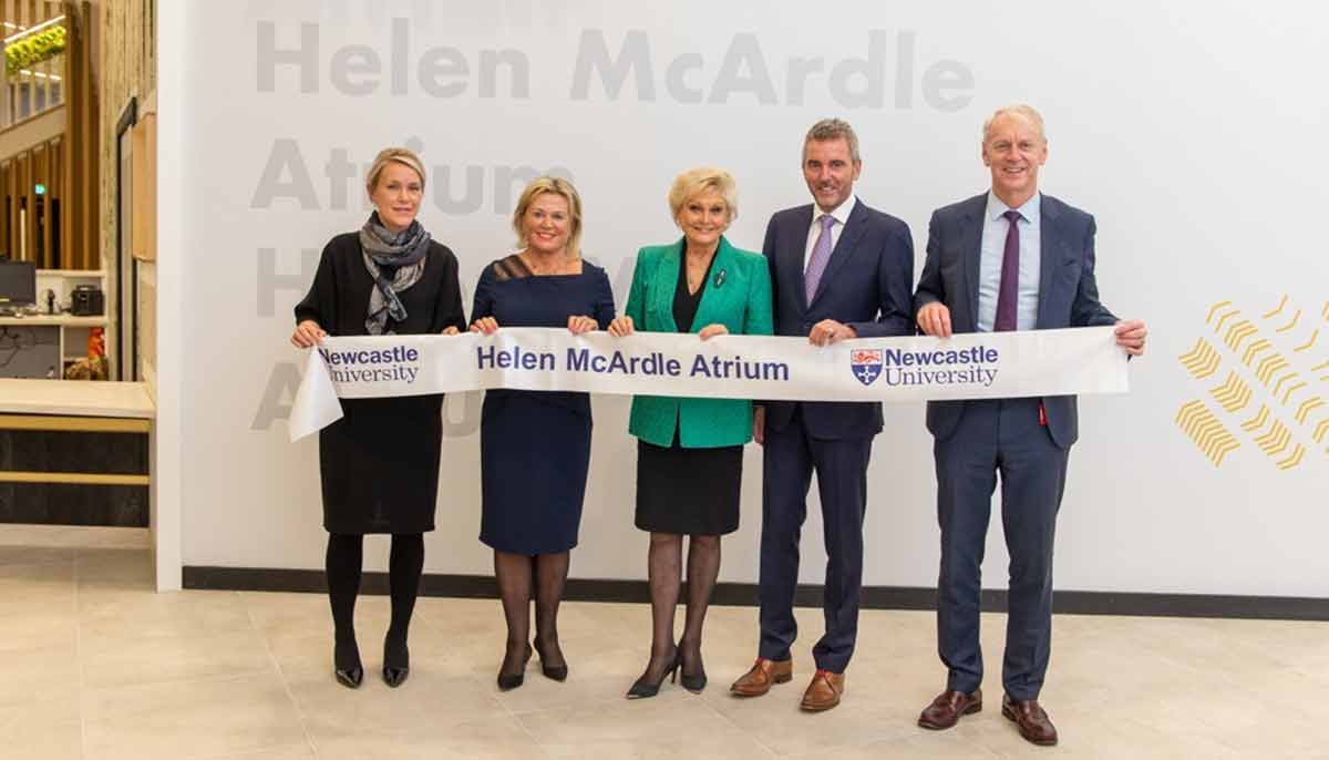 (L-R) Teri Wishart, Helen McArdle, Angela Rippon, Mark McArdle and Professor Chris Day