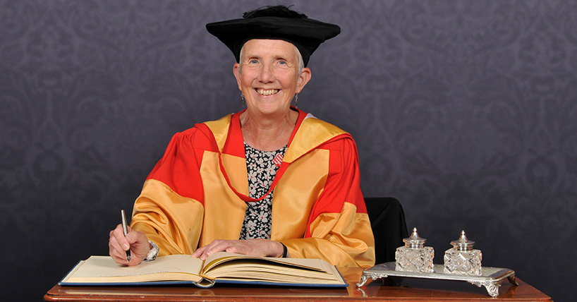 Ann Cleeves receiving an honorary degree from Newcastle University 