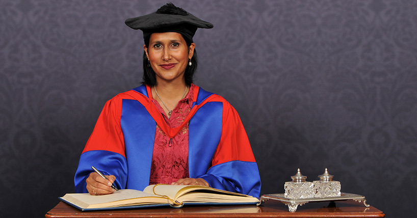 Dr Hayaatun Sillem CBE, receiving an honorary degree from Newcastle University 
