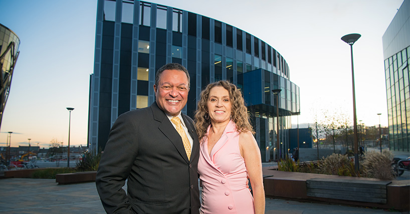 Kenneth Morris pictured with his wife Diana outside The Frederick Douglass Centre