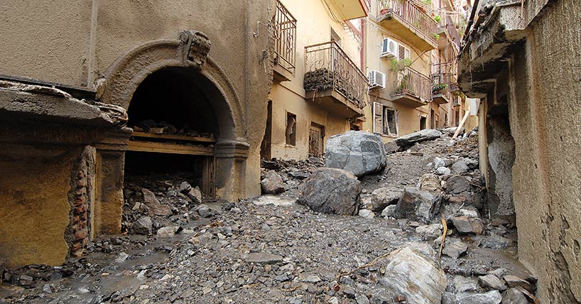 Landslide in Sicily, Italy 