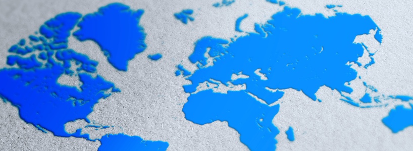 Image of a world map in blue