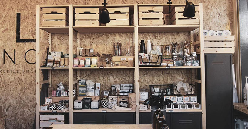 Shelves containing environmentally friendly products