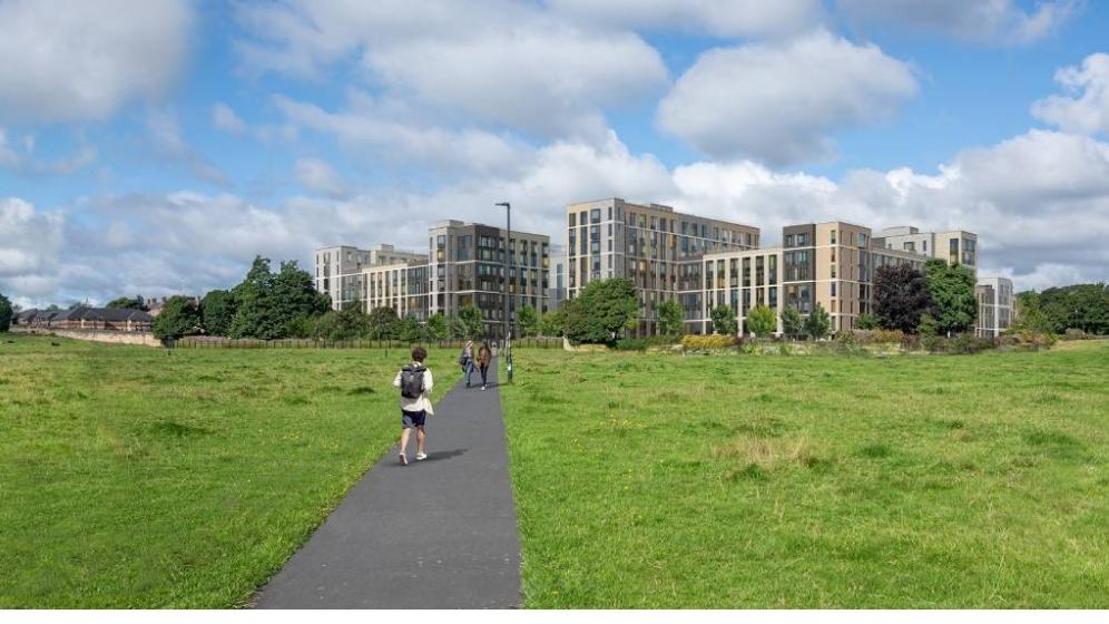 An eye-level view of how the Castle Leazes redevelopment may appear from Leazes Moor.
