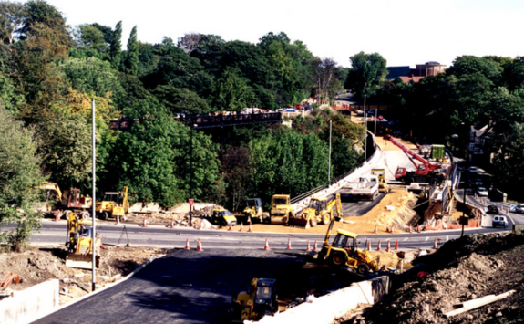 Roadworks to create Cradlewell Bypass, 1996 (Image from Newcastle Libraries)