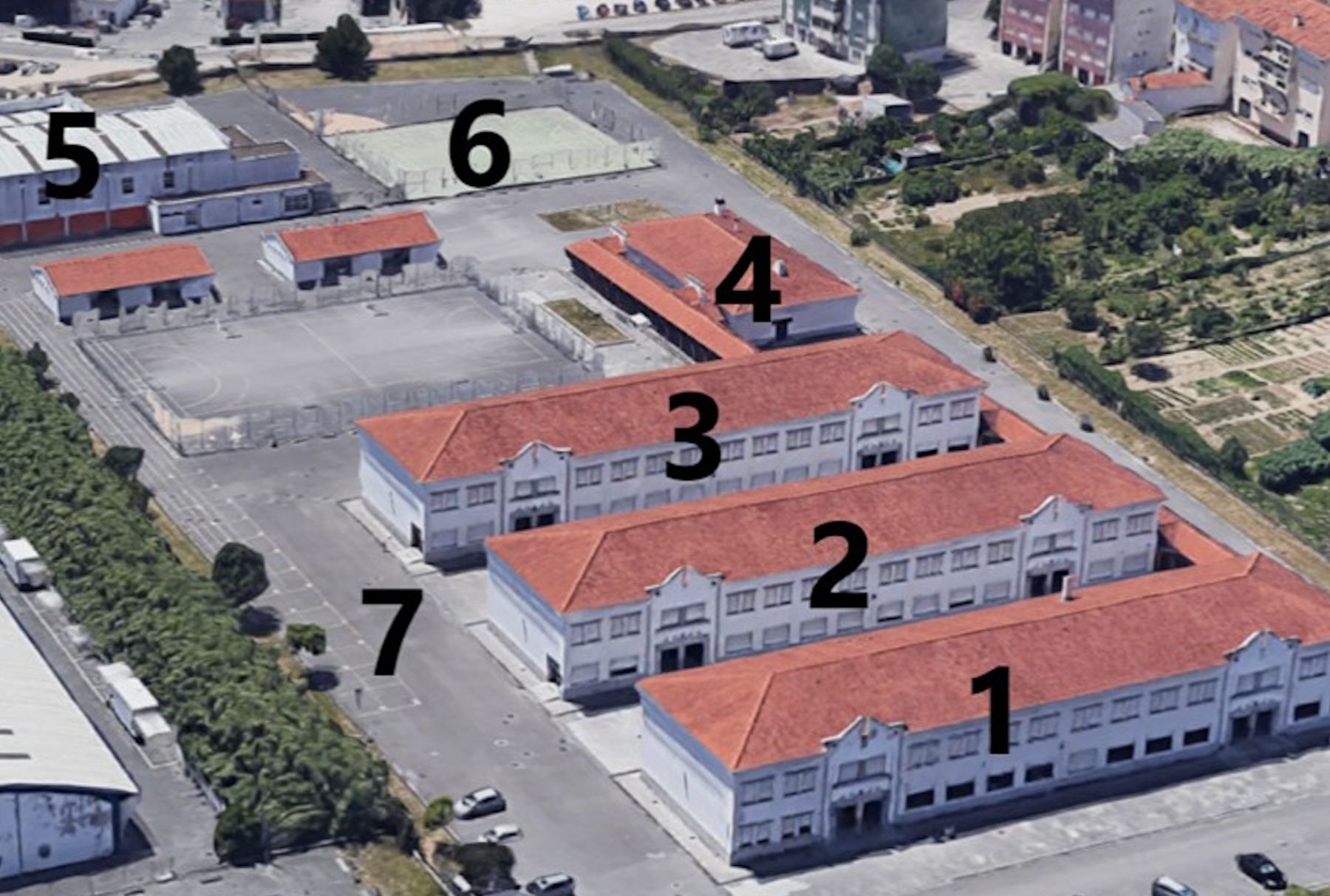 a school in Portugal taken from above