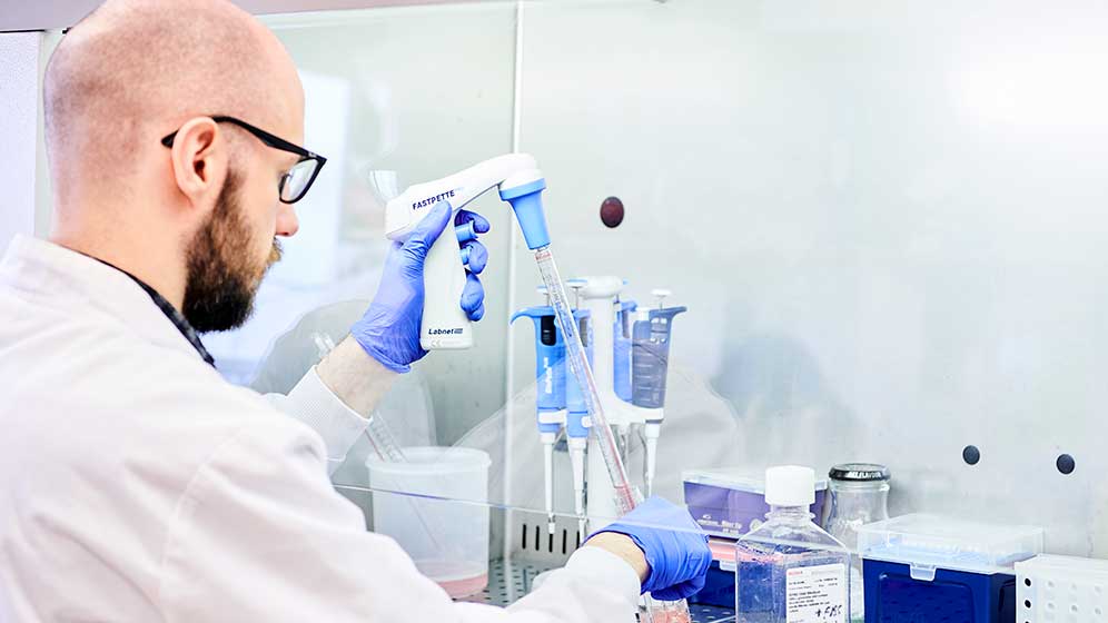 A dental school researcher working in one of our labs.