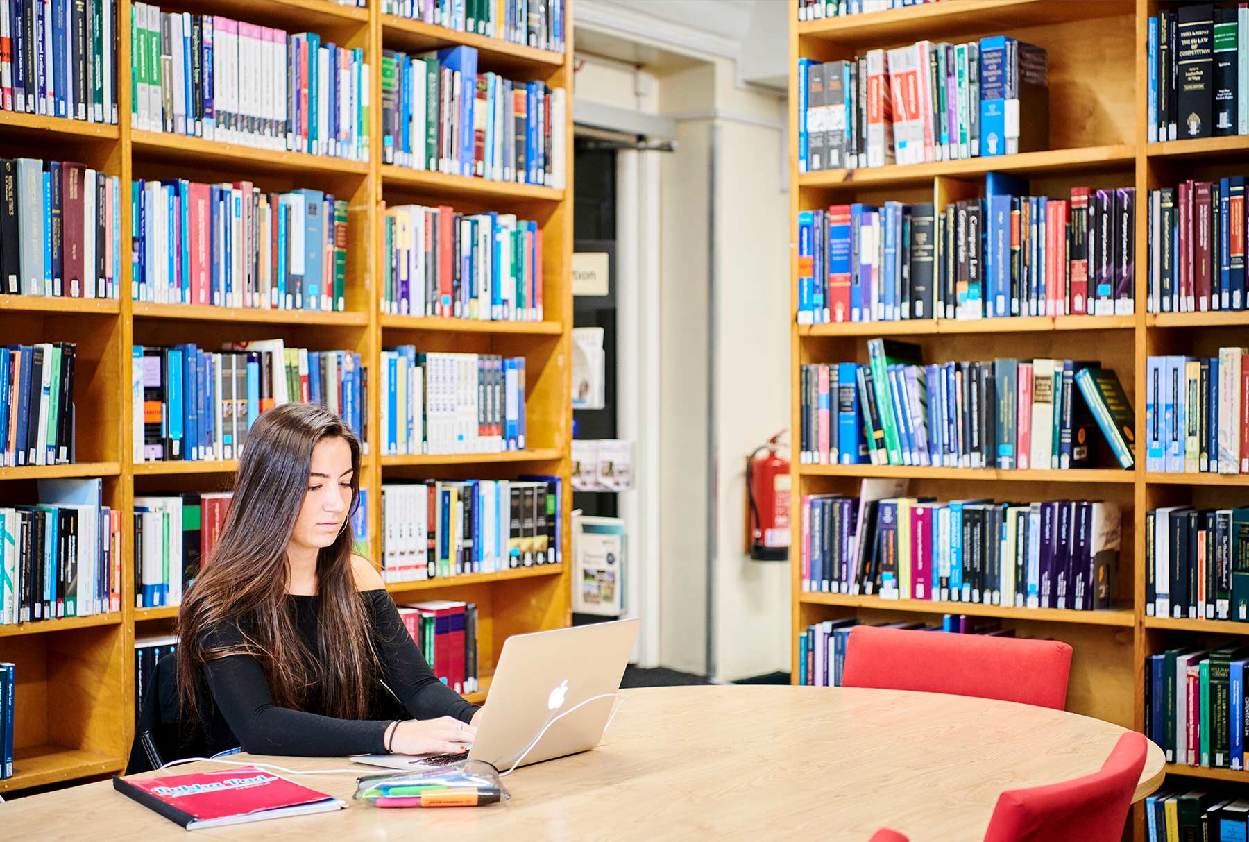 Student in the library