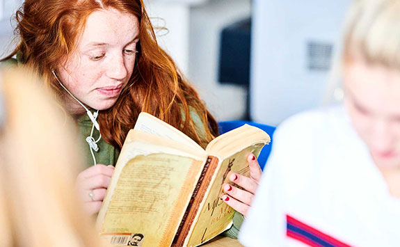 A student reading