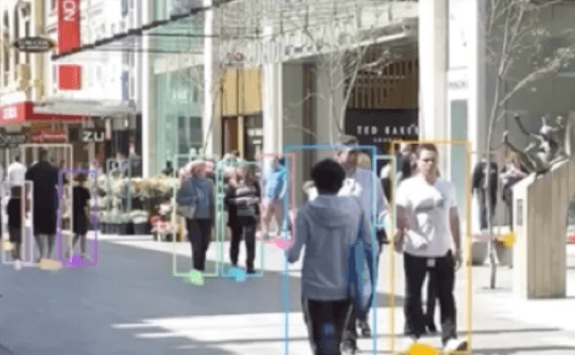 People being tracked walking down a busy high street