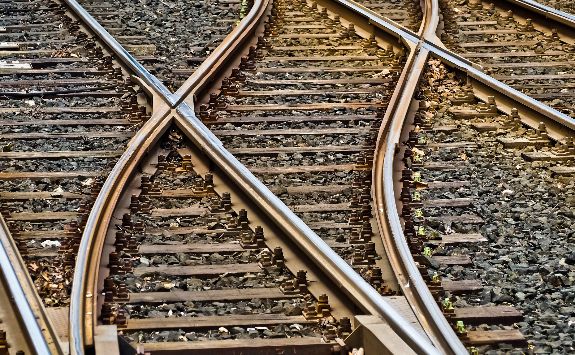 A close up image of railway tracks.