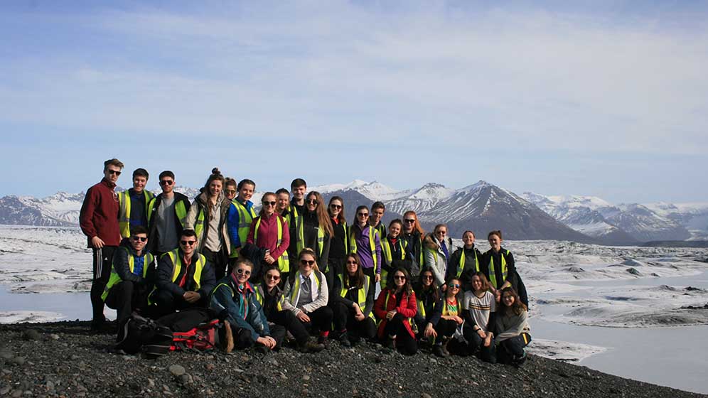 Physical geography students on a field trip to Iceland in 2018-19