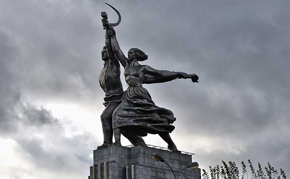 Worker and Kolkhoz Woman. Rabochiy i Kolkhoznitsa sculpture was originally created to crown the Soviet pavilion of the World
