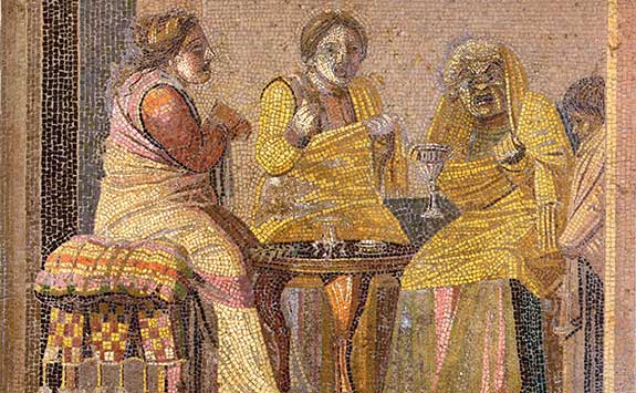 Roman diviner scene from theatre performance captured as art.