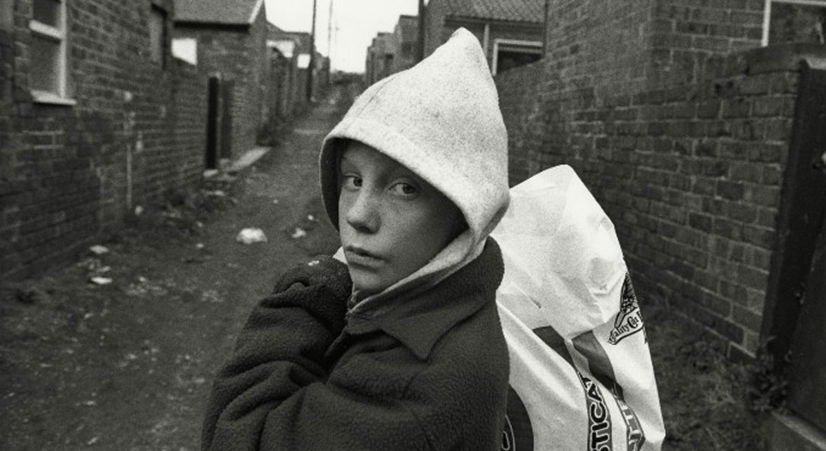 black and white photo of a boy