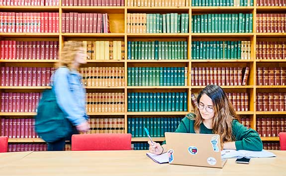 A student working in the law library.