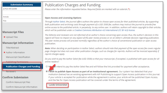 AIP - selecting open access