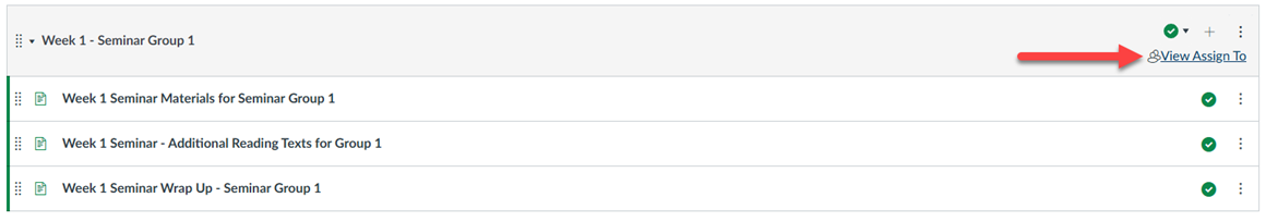 Image of Canvas Module with Assign To link