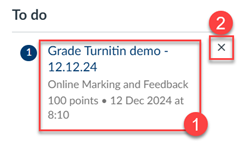 Screenshot of Canvas Dashboard To Do list