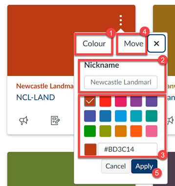 Screenshot of Canvas Course Card Edit Colour Options