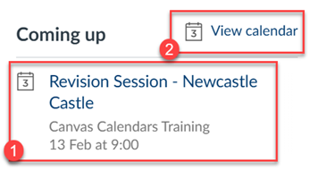 Screenshot of Canvas Dashboard Coming Up