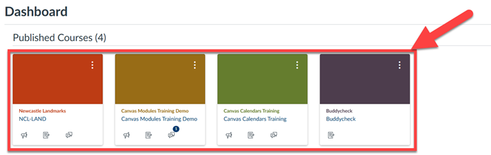 Screenshot of Canvas Dashboard Cards