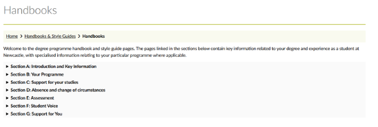 Screenshot of a Course Handbook
