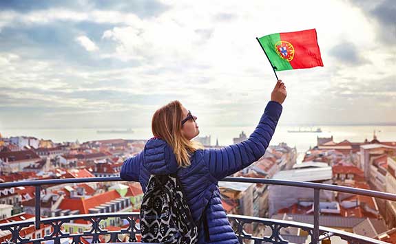 Woman with Portugal flag