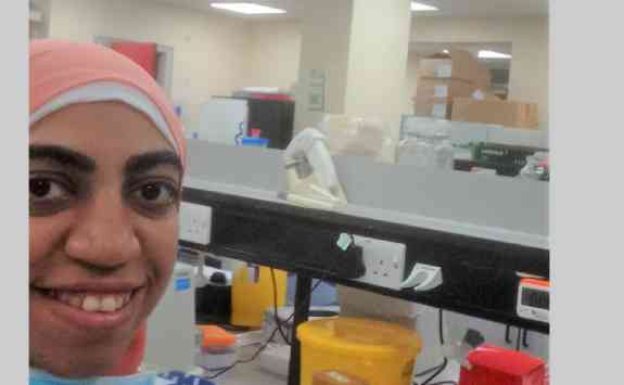 PGR student in lab