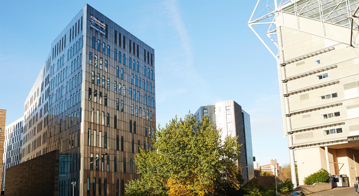 Newcastle University Business School and St James' Park in the city centre
