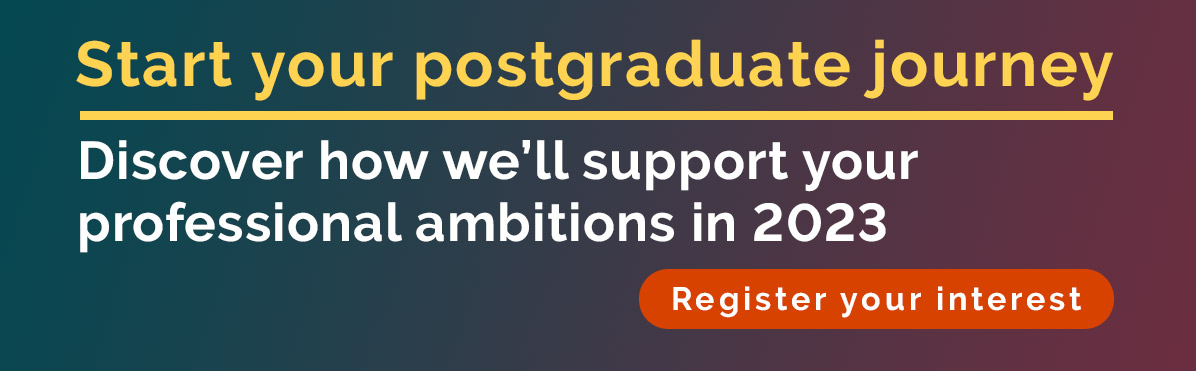 Banner promoting postgraduate courses at Newcastle University.