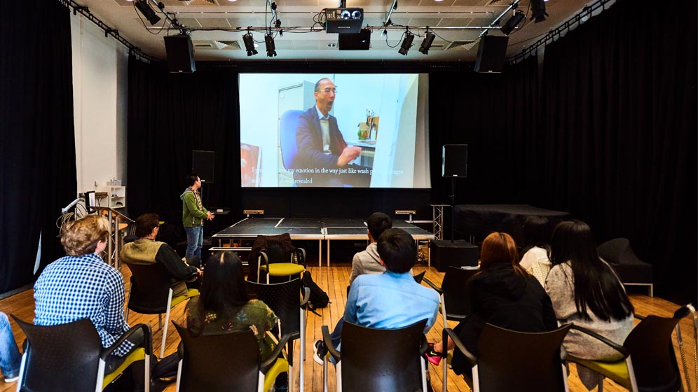 Students watching a film