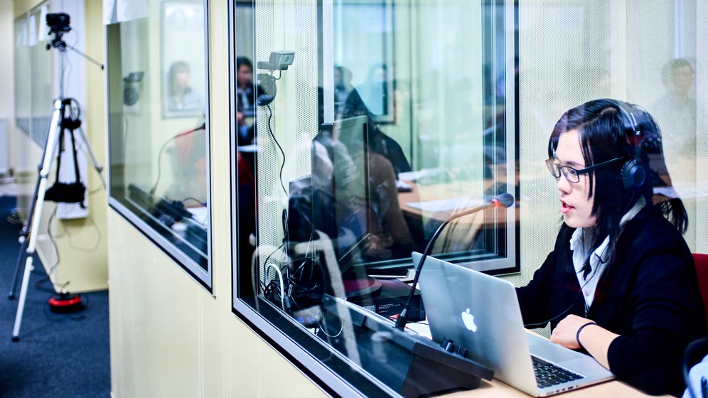 Students using translation and interpreting facilities