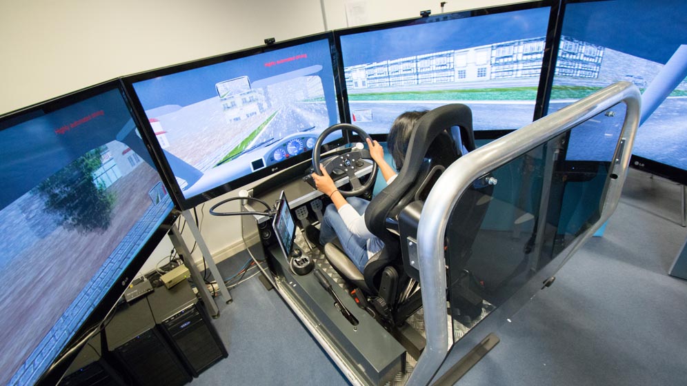 A student using a simulator