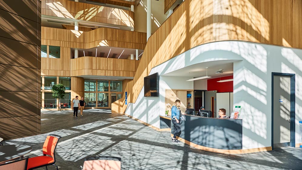 The reception area of the Urban Sciences Building