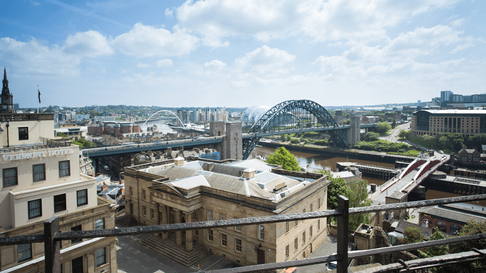 View of Newcastle upon Tyne and bridges from above