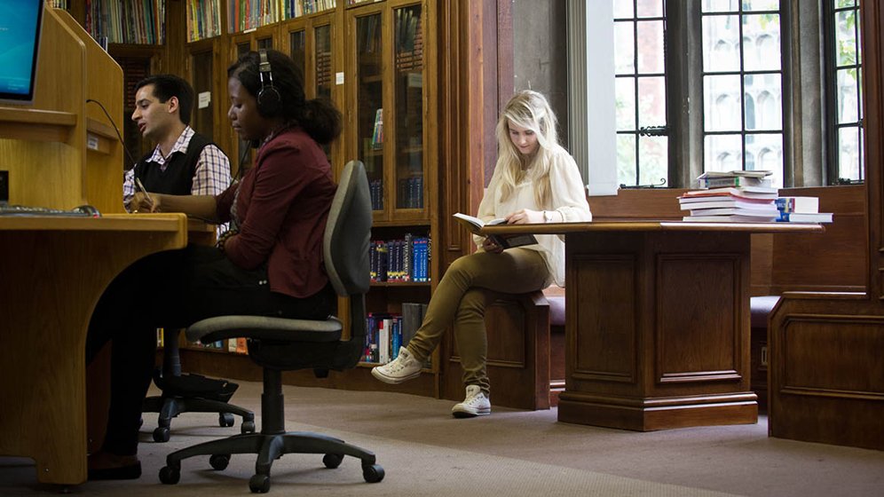 Student working in the language resource centre