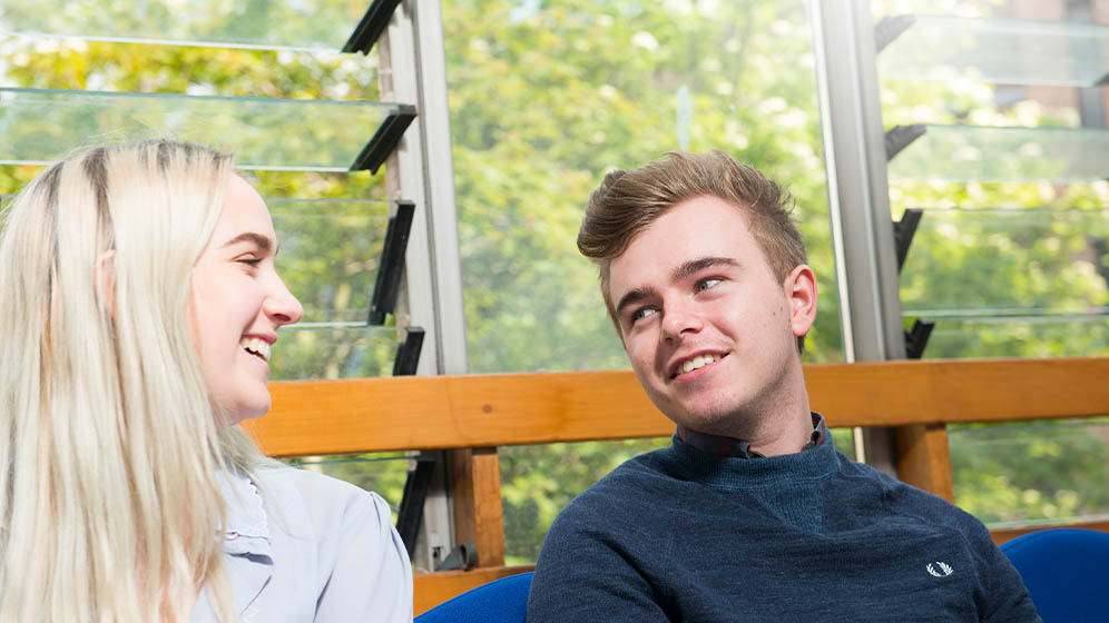 Students chatting in the Daysh Building