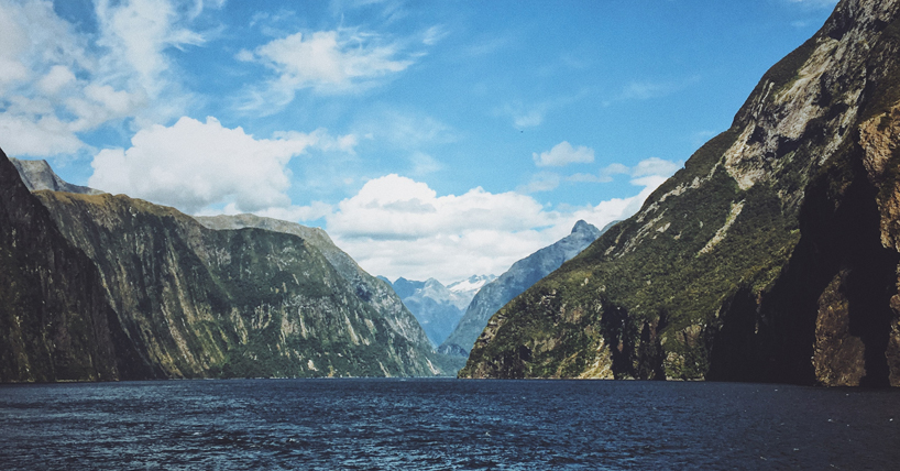 Scenic image of mountains and ocean