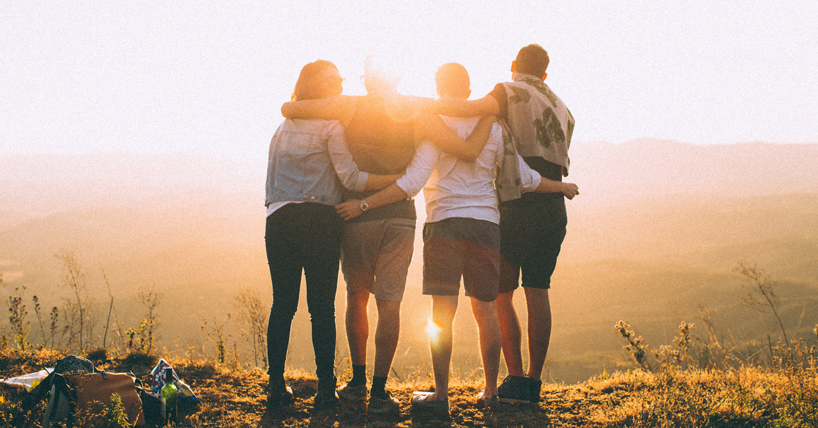 Group of people looking out at the scenery