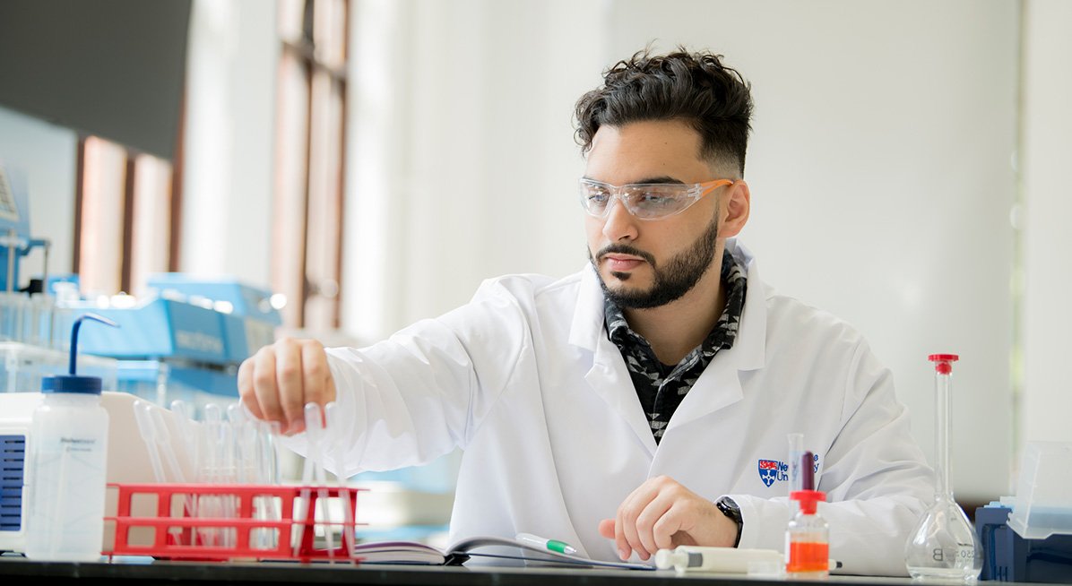 A student working in a lab