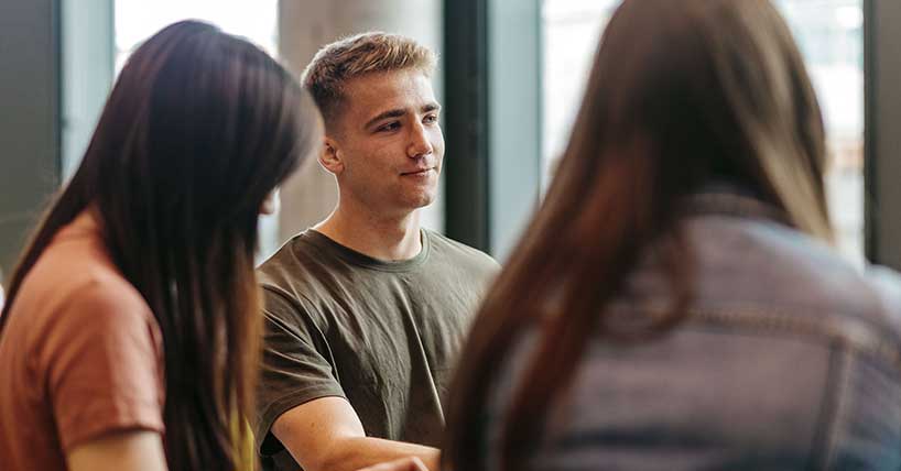 Students listening in seminar.