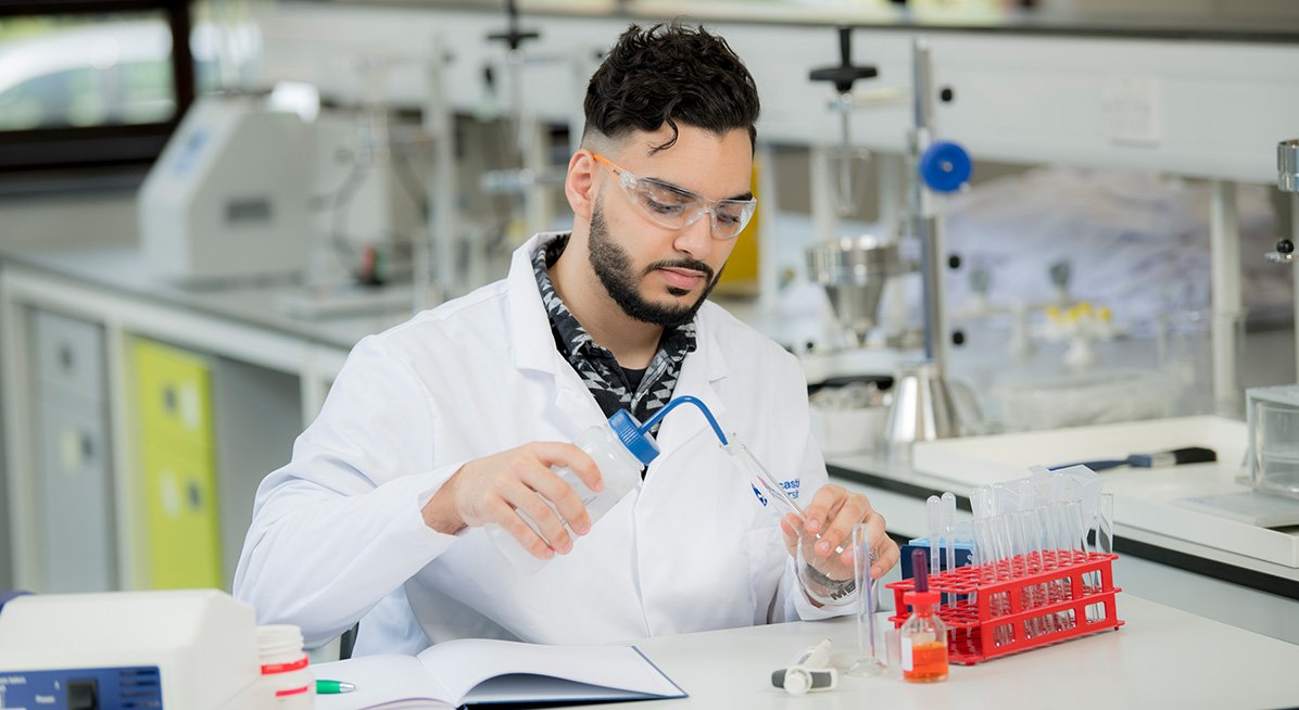 Student working in a lab