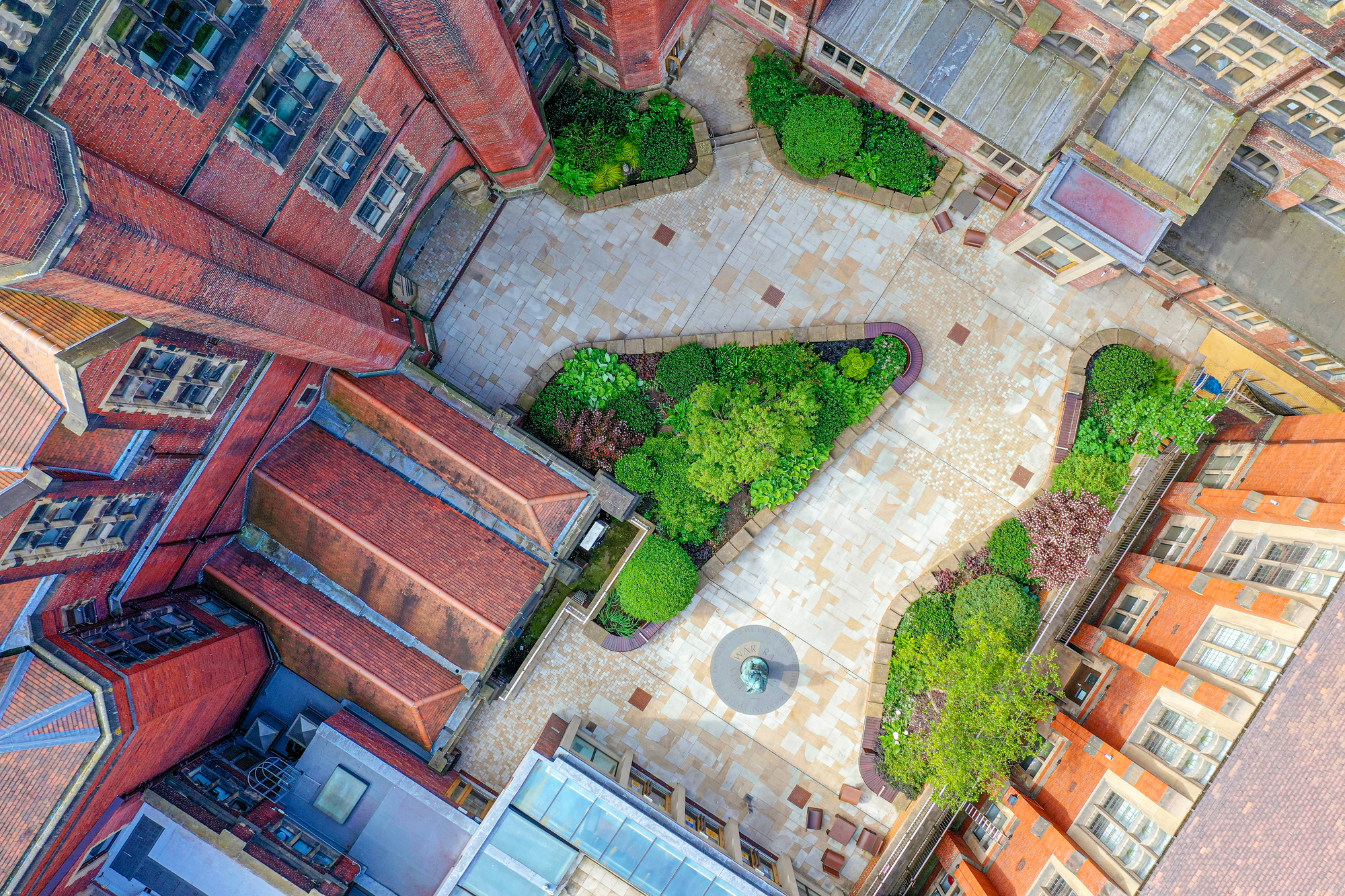 An aerial shot of the landscaped King